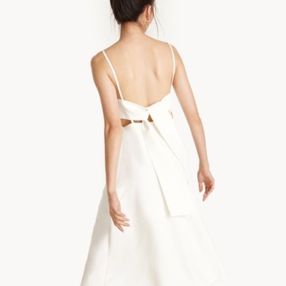 Midi Thin Strapped Back Bow Dress - White - Pomelo - Picture 3 of 5